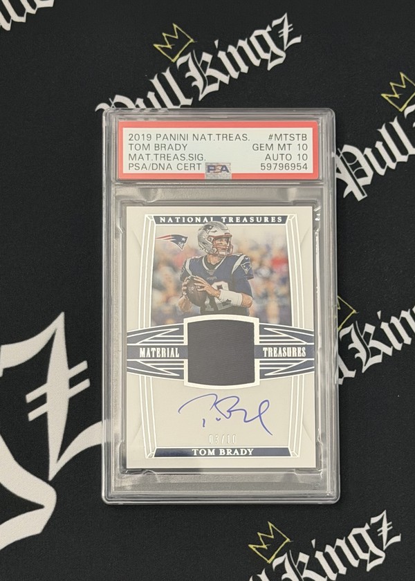 Tom Brady 2019 Panini National Treasures patch autograph PSA 10