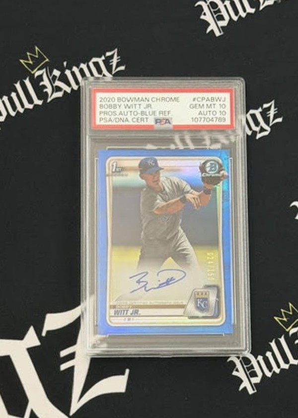 Bobby Witt Jr. 2020 Bowman Chrome Blue Refractor autograph PSA 10 Auto 10