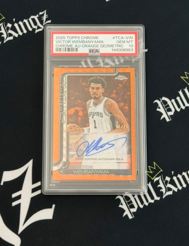 Victor Wembanyama 2025 Topps Chrome Orange Geometric autograph /25 PSA 10